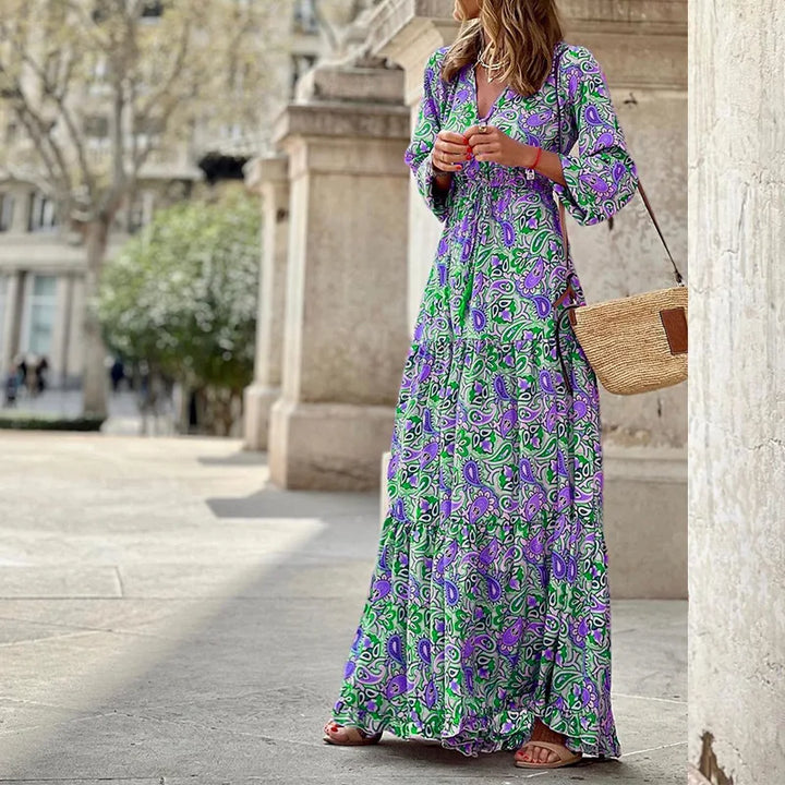 Auralis Boho Print Vintage Summer Dress