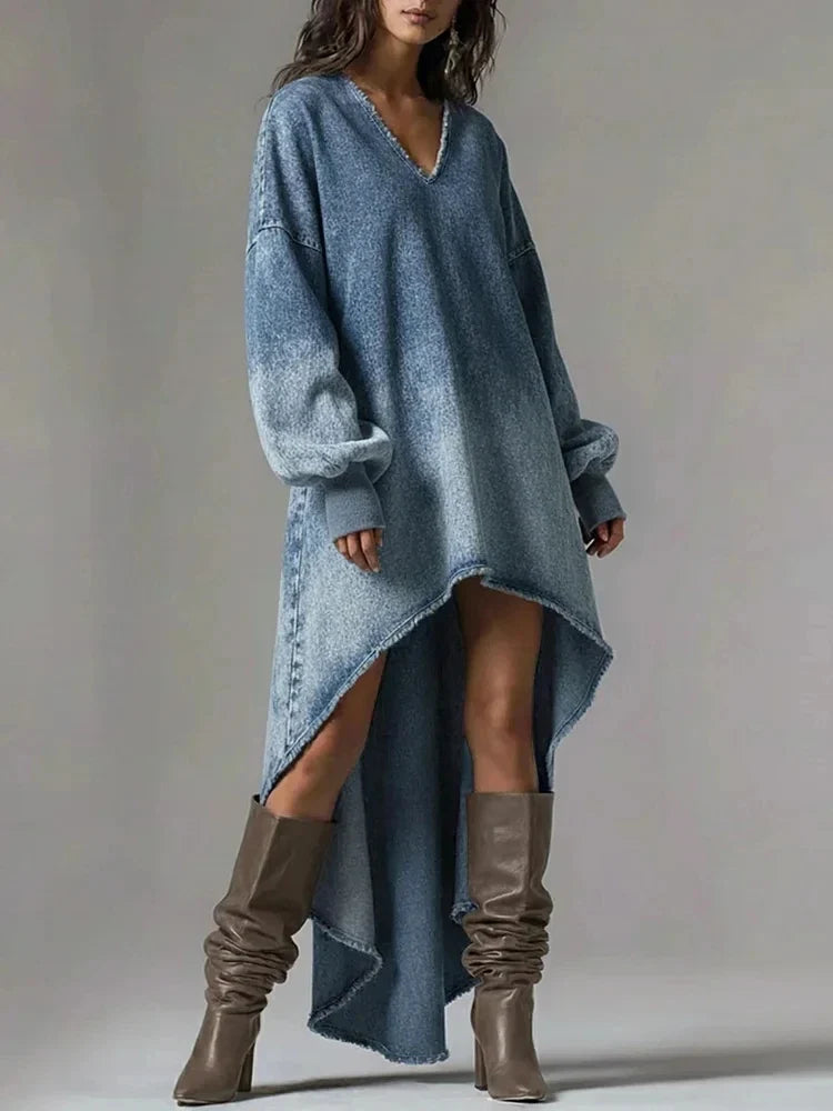 Lenea Washed Denim Maxi Dress