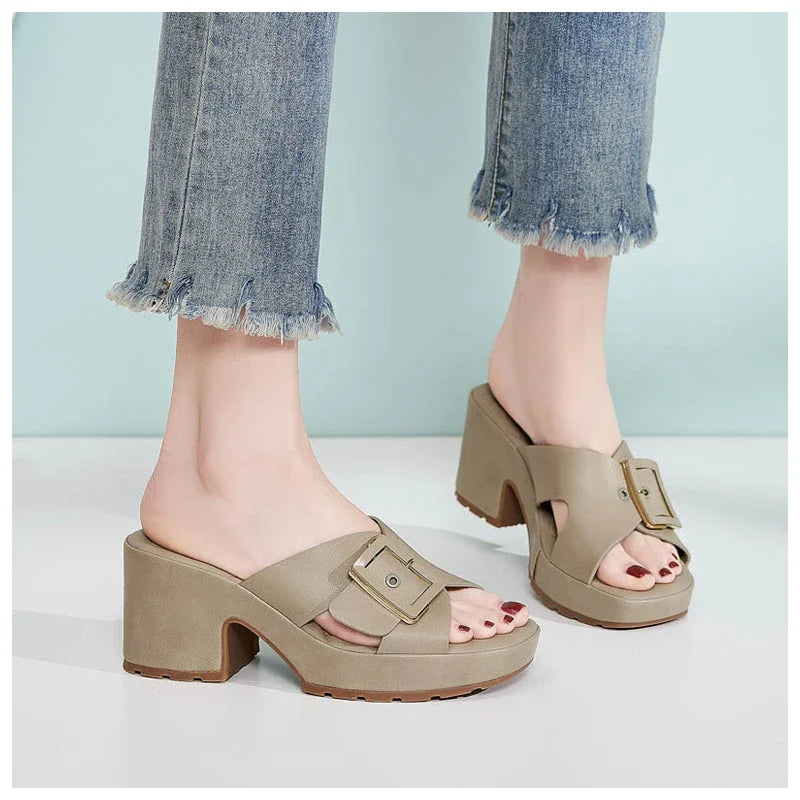 Keanna Orthopedic Buckle Heeled Sandals