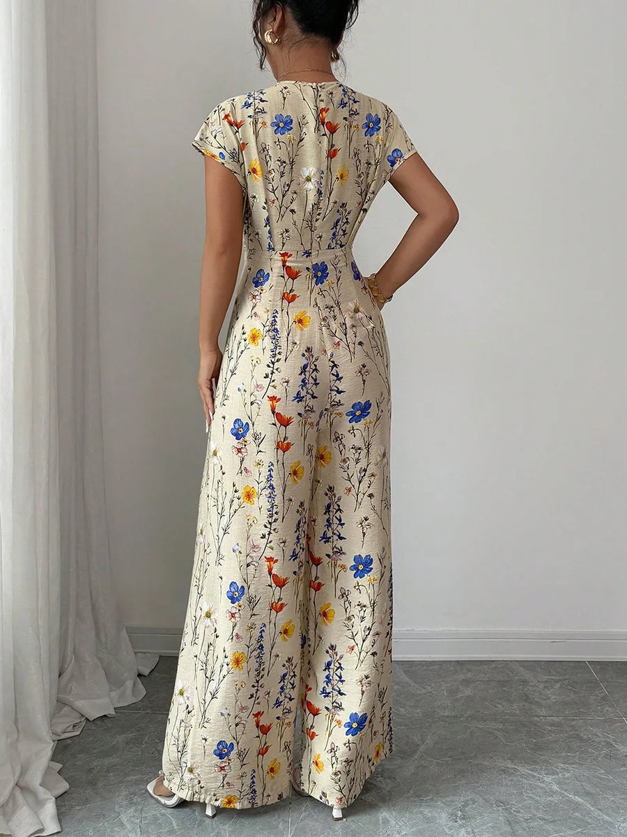 Isabeau Floral Print High Waist Jumpsuit