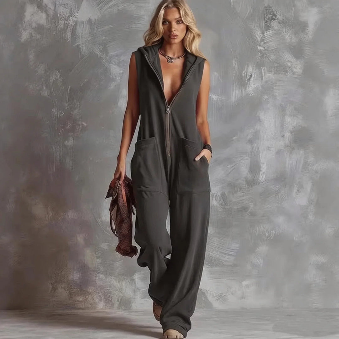 Connie V Neck Hooded Jumpsuit