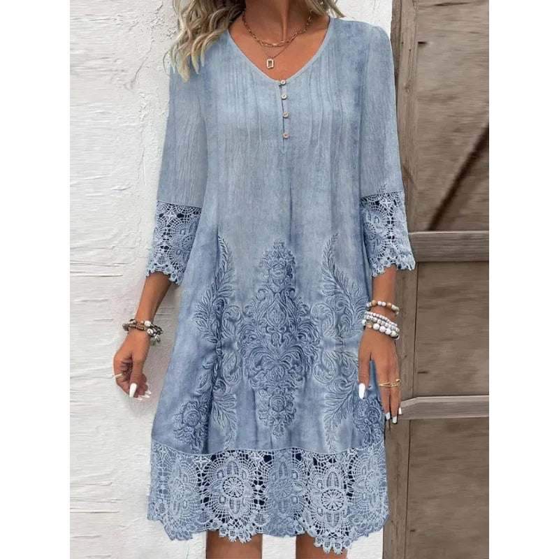 Odalia Lace Trim Midi Dress