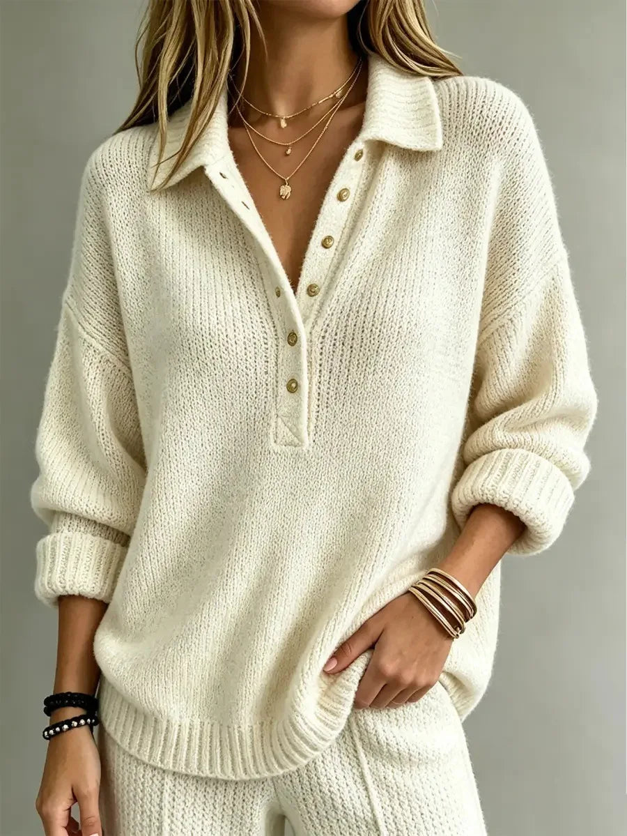 Georgia Button Neck Polo Sweater