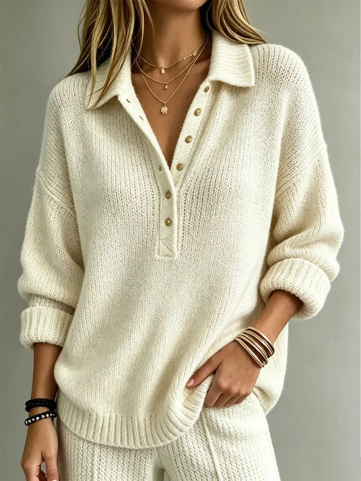 Georgia Button Neck Polo Sweater