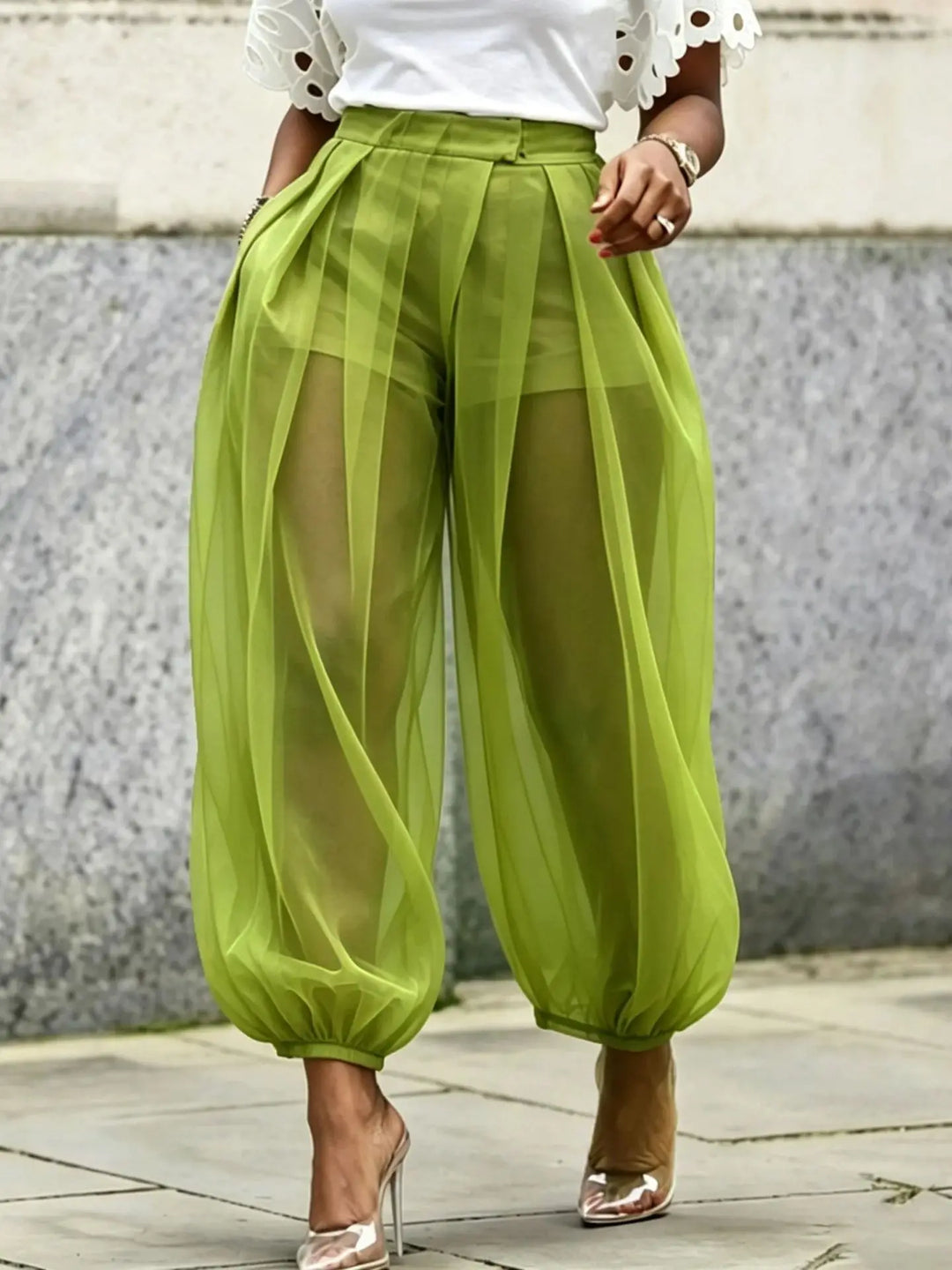 Maria Sheer Mesh Balloon Trousers