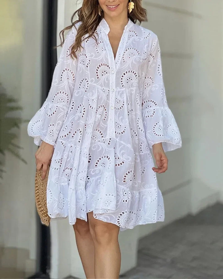 Elenise Embroidered Beach Mini Dress