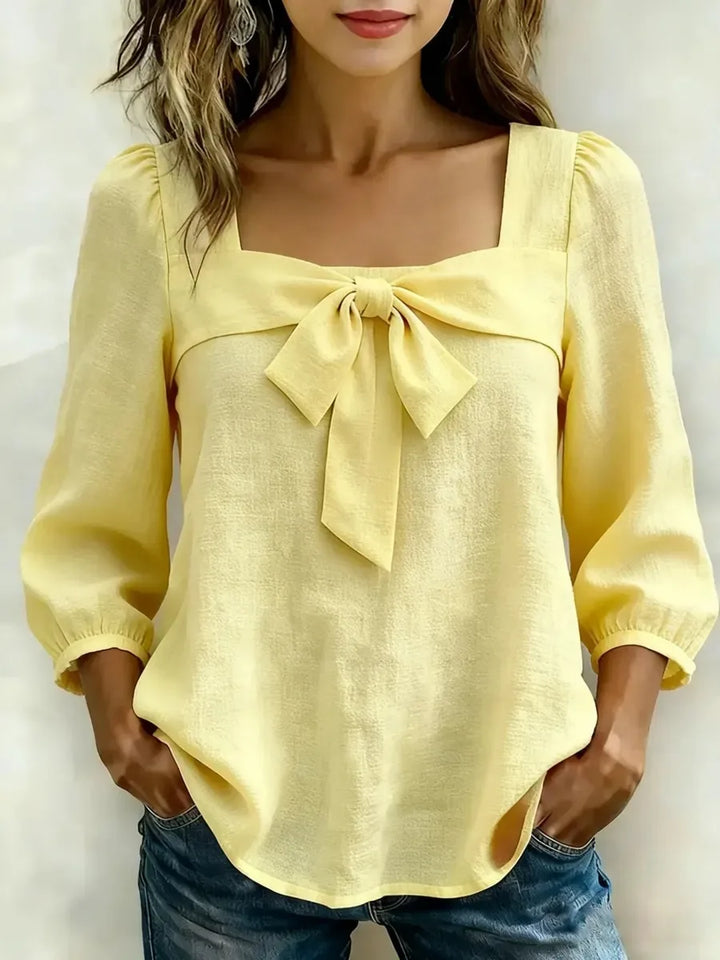 Aureline Soft Bow Detail Square Neck Blouse