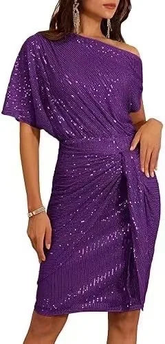 Maelle Elegant Sequined Ruched Party Midi Dress