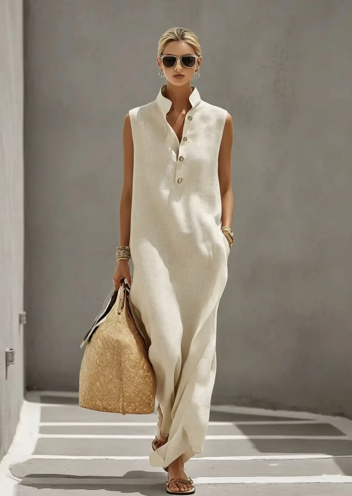 Aviana Elegant Chic Linen Maxi Dress