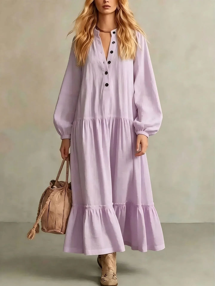 Mia Button Front Tiered Maxi Dress