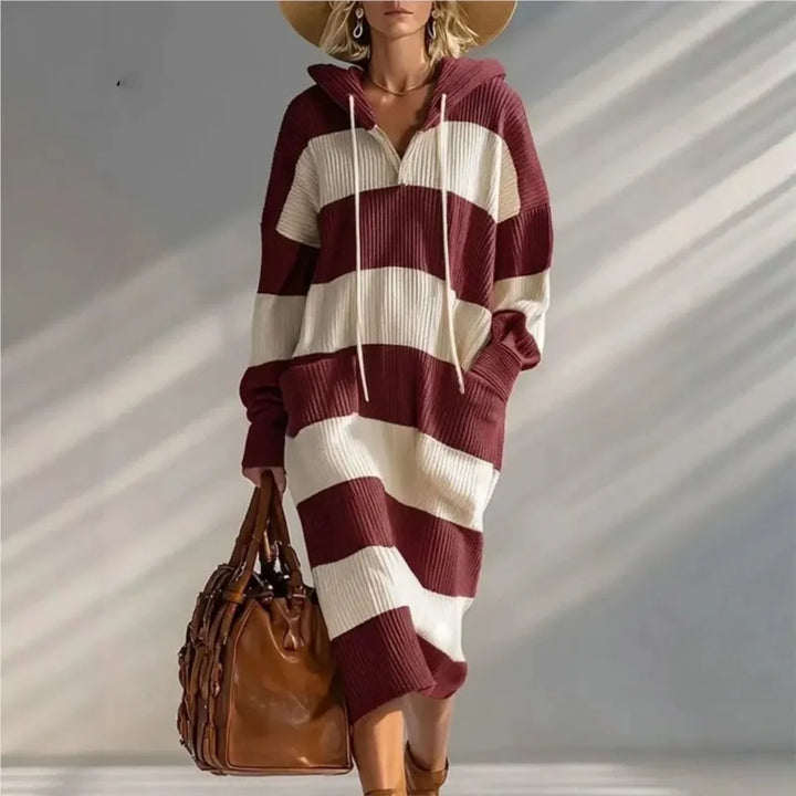 Solveig Striped Knit Hooded Dress