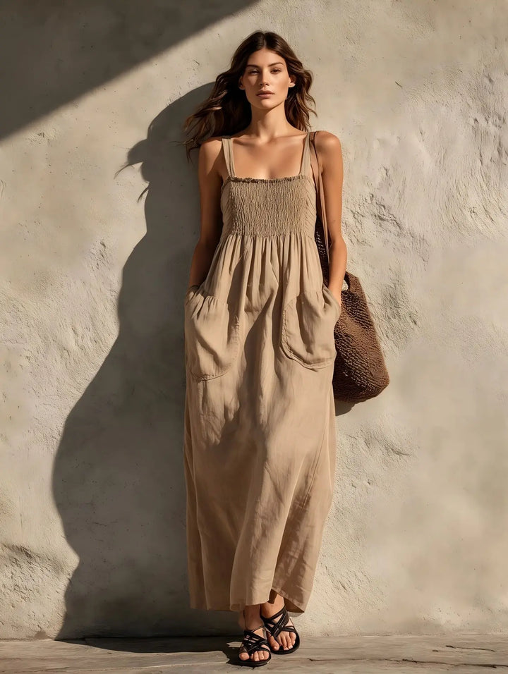 Nina Shirred Pocket Maxi Dress