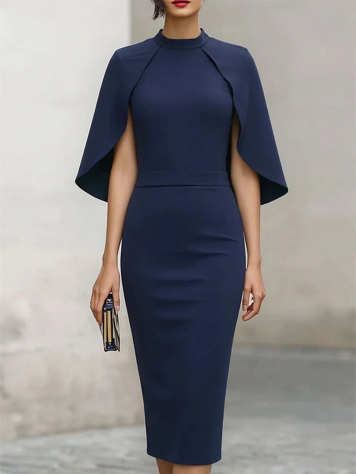 Sabina Cape Sleeve Semi Formal Dress
