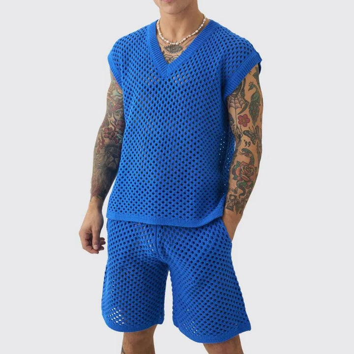 Slade V Neck Knit Short Set