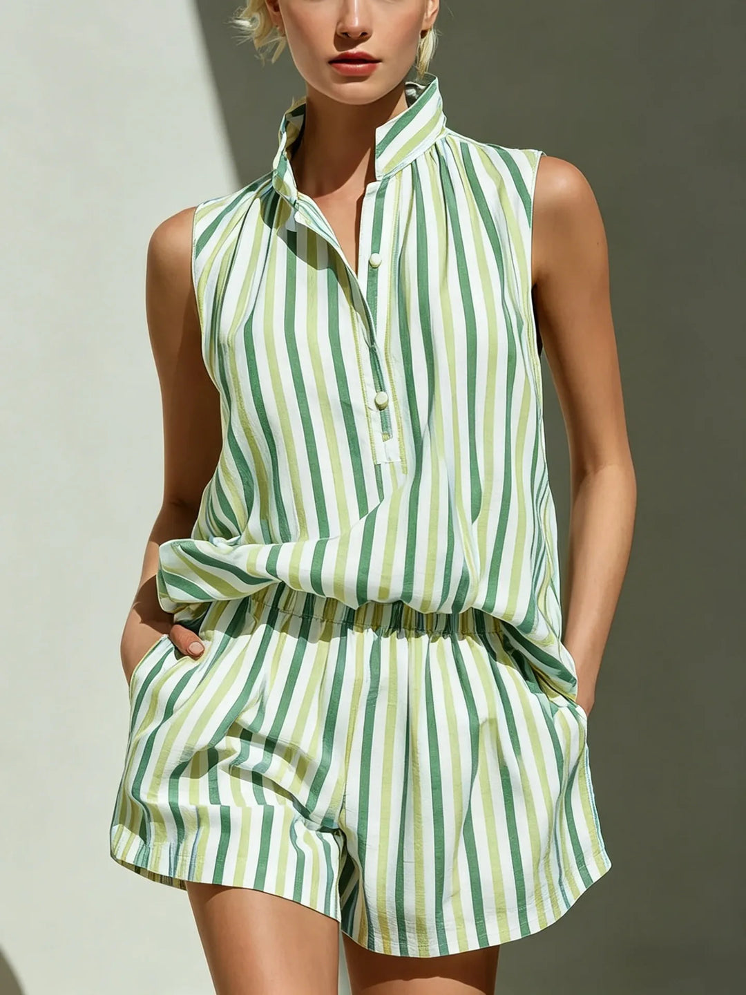 Araminta Striped Vest And Shorts Co-Ord Set