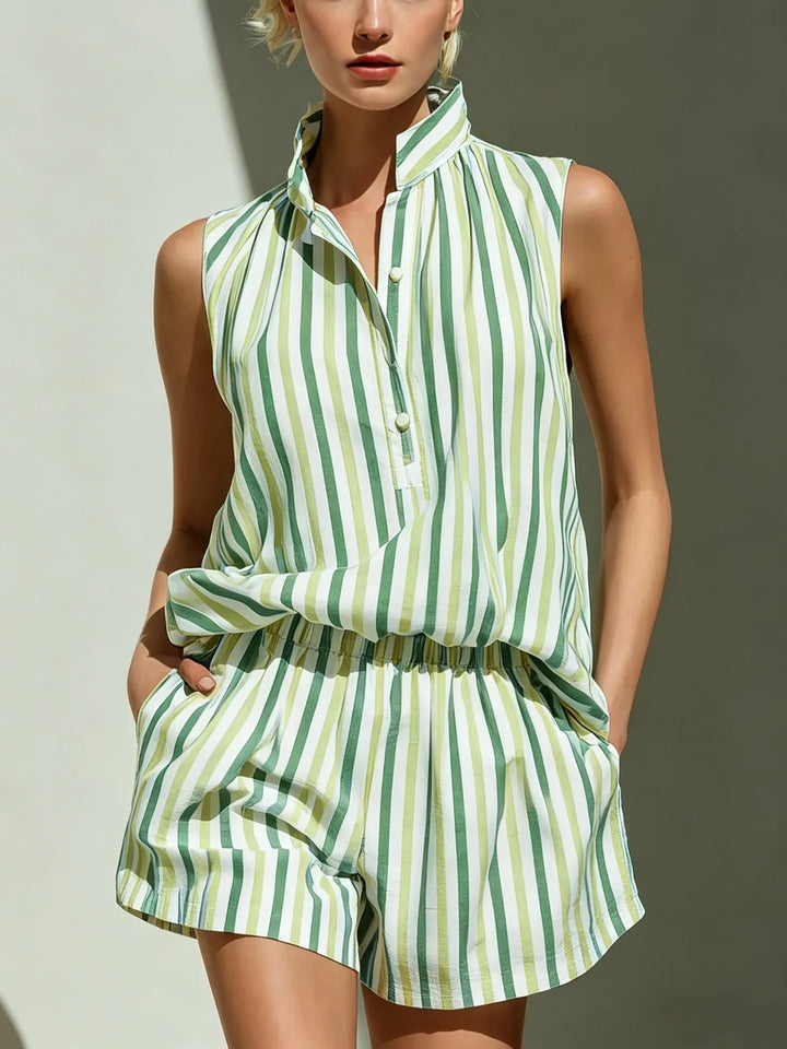 Araminta Striped Vest And Shorts Co-Ord Set