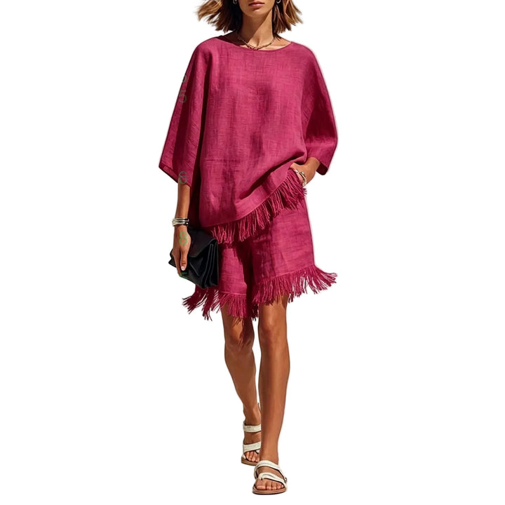 Maris Linen Fringe Cape Co-Ord Set