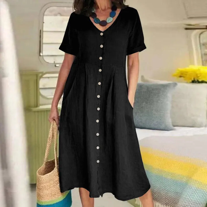 Avery Button Front Midi Dress
