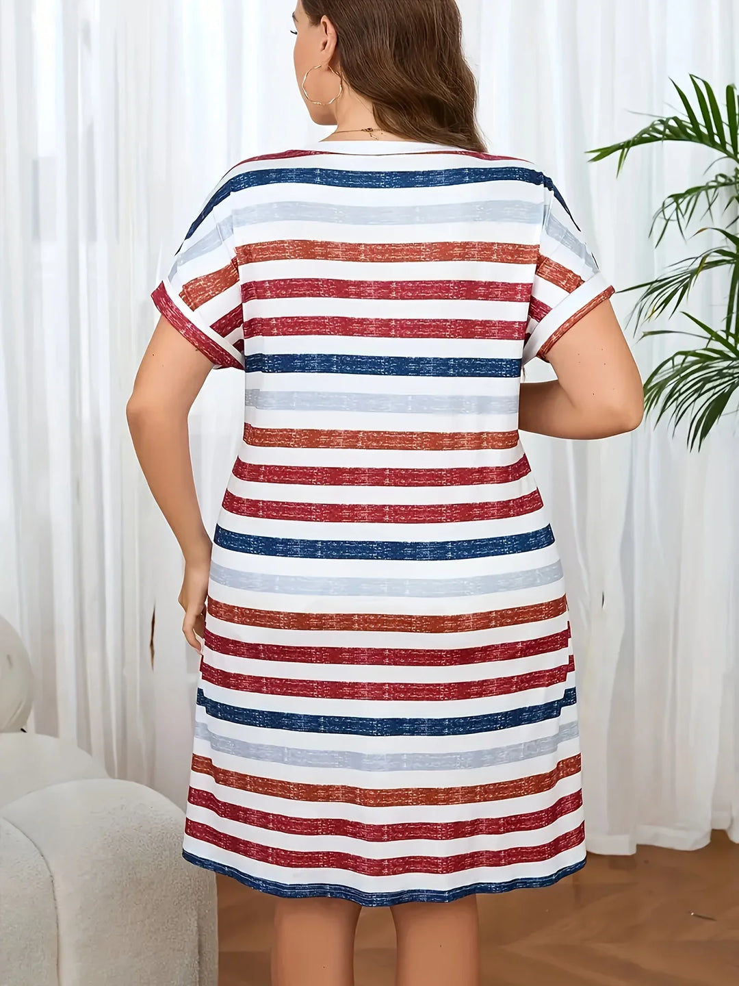 Brena Striped V Neck Mini Dress