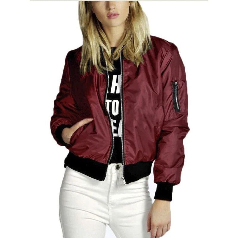 Talia Collarless Bomber Jacket