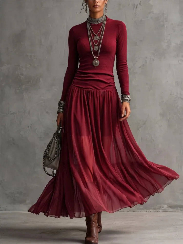 Larissa Ruched Mock Neck Dress