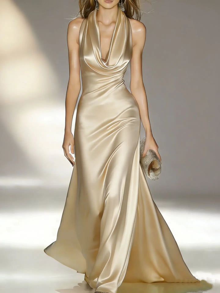 Hollie Satin Halter Maxi Dress