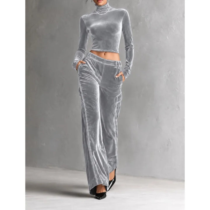 Jacqueline Fitted Cropped Turtleneck Set