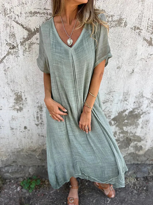 Heidi Casual V Neck Maxi Dress