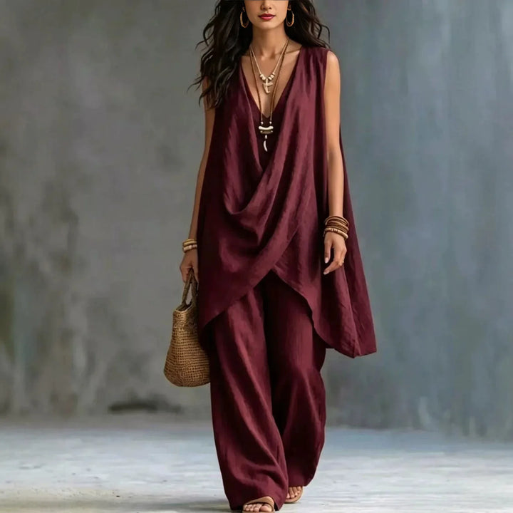 Celestia Draped Linen Set