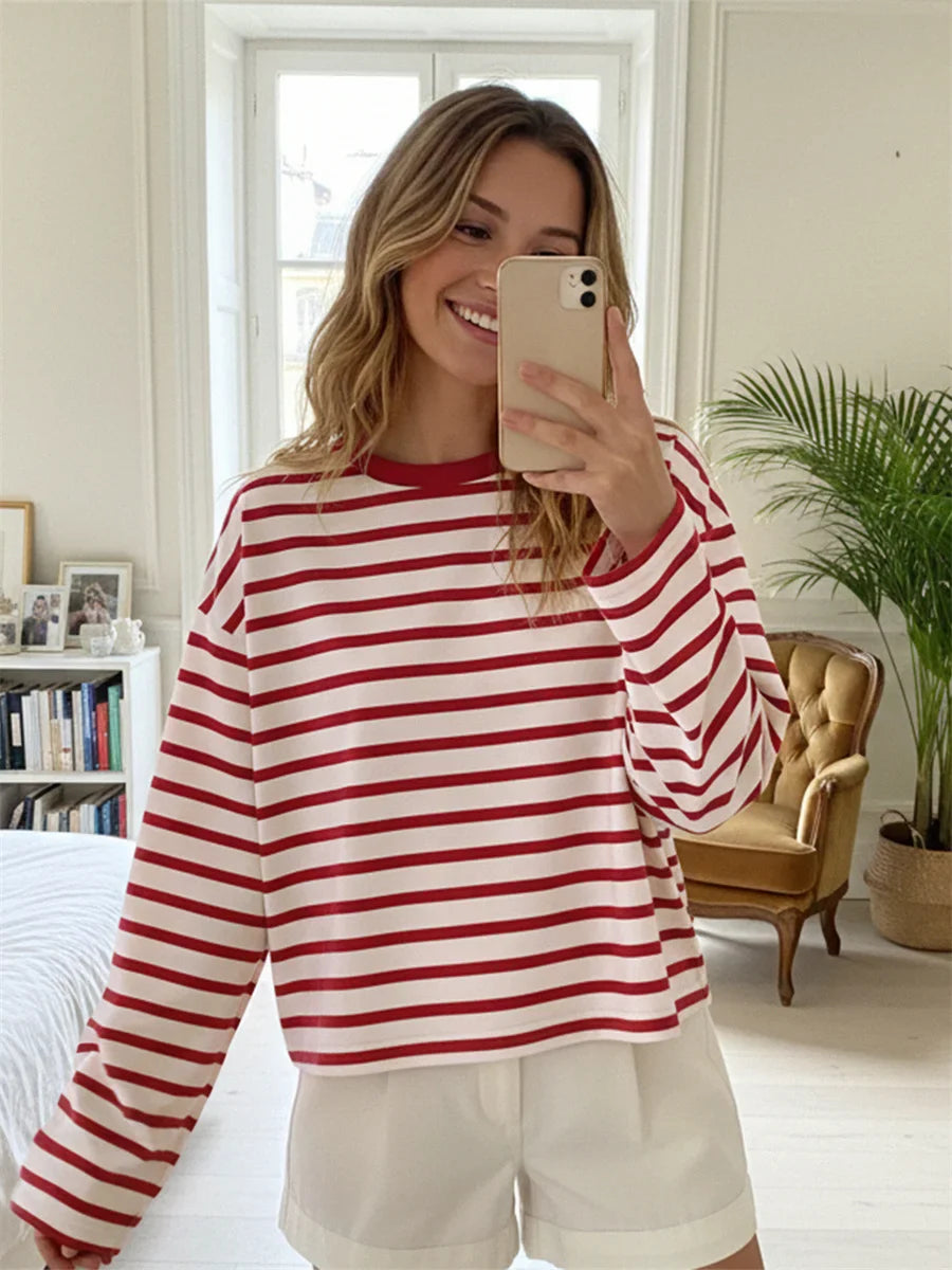 Emmara Relaxed Stripe Sweatshirt