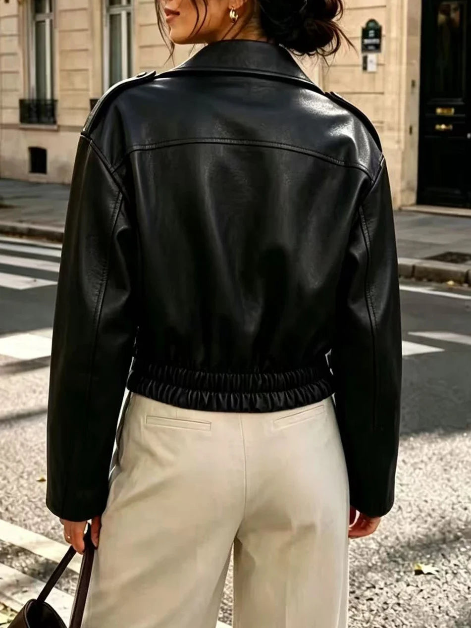 Estelle Cropped Moto Jacket