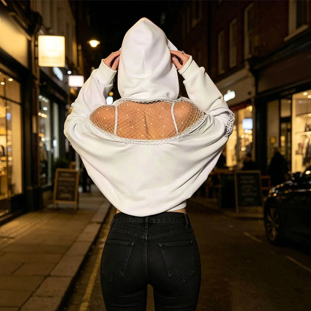Amrita Fishnet Panel Hoodie