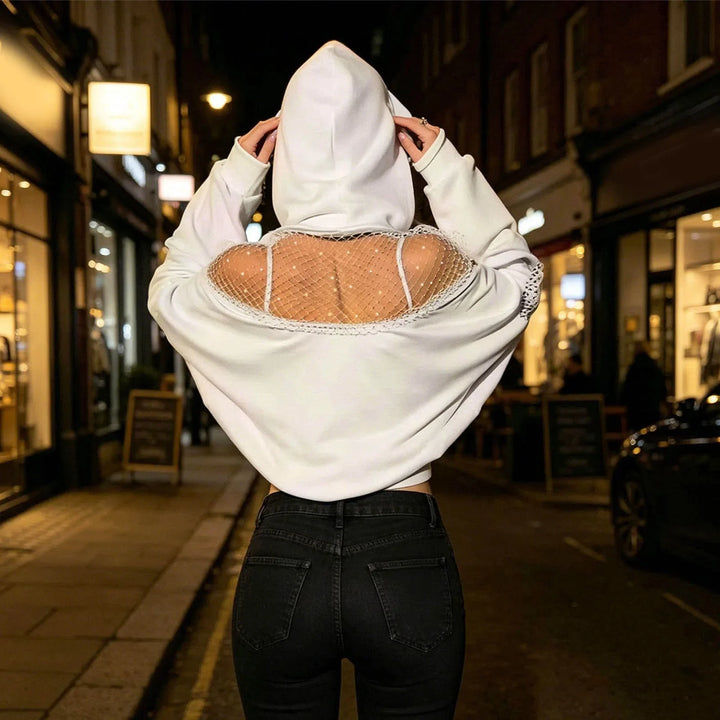 Amrita Fishnet Panel Hoodie