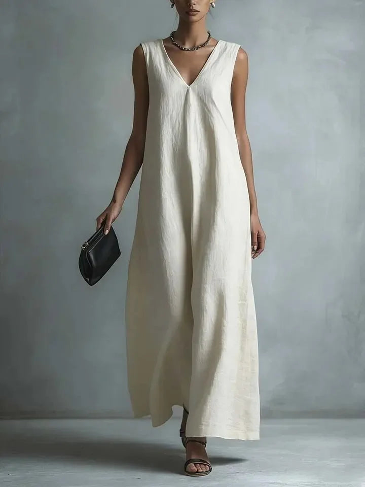 Evaria Breathable Cotton Linen Long Dress