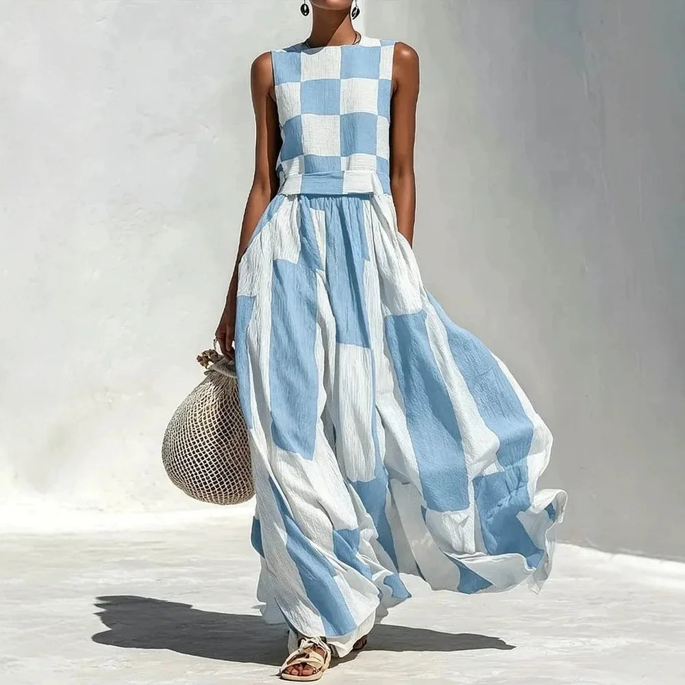 Tiffany Geometric Patchwork Maxi Dress