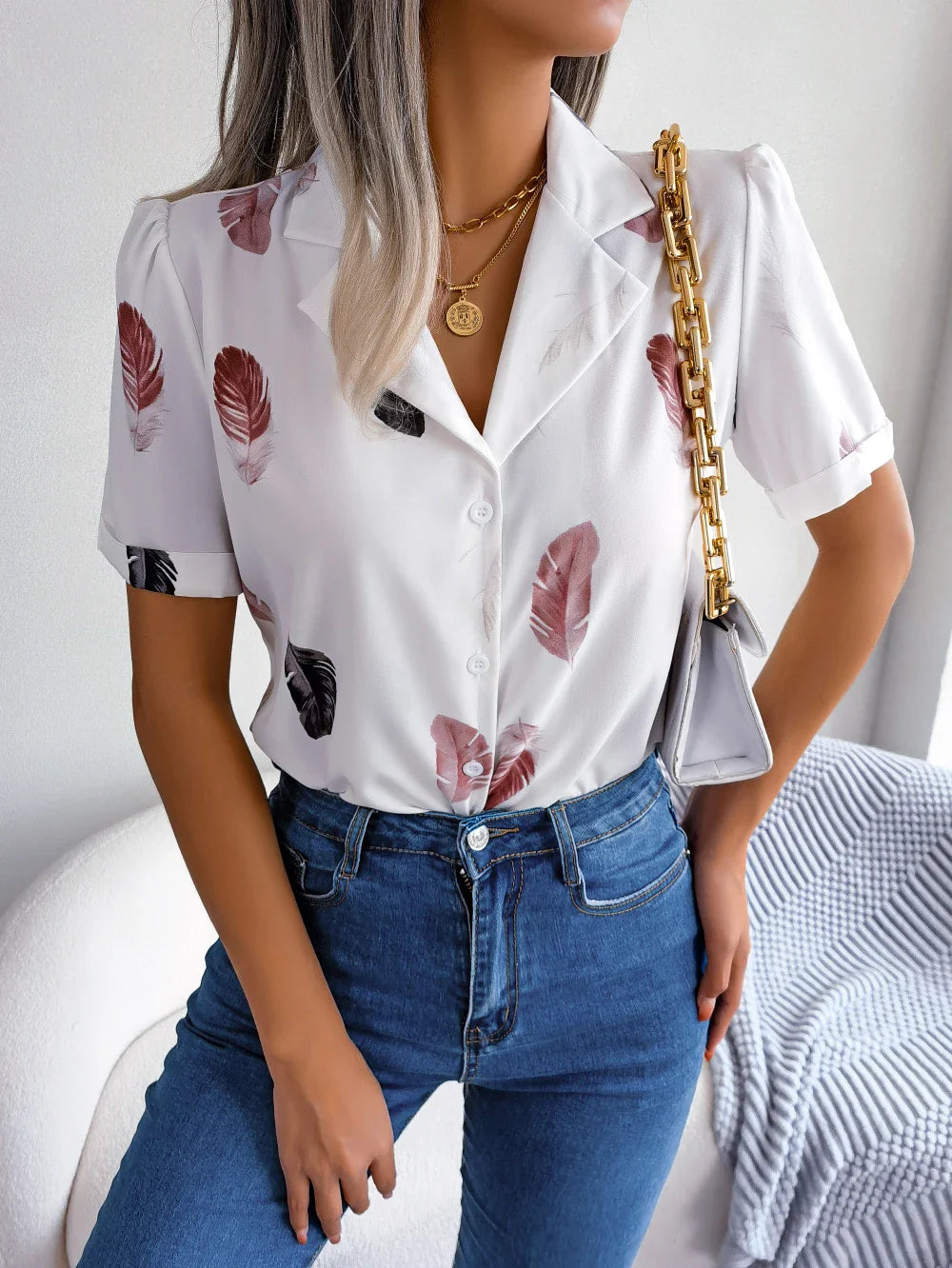 Angel Feather Print Blouse