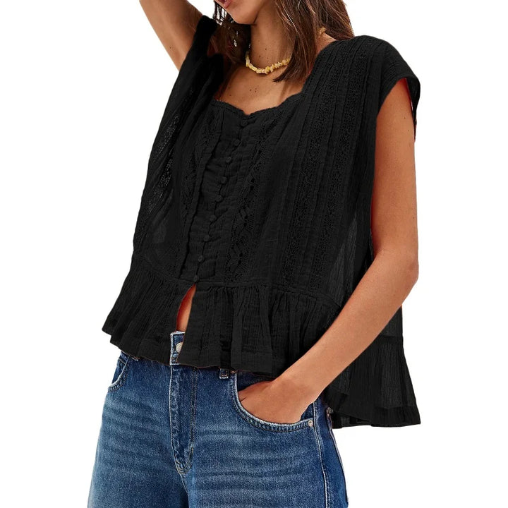 Winnie Ruffle Hem Sleeveless Blouse