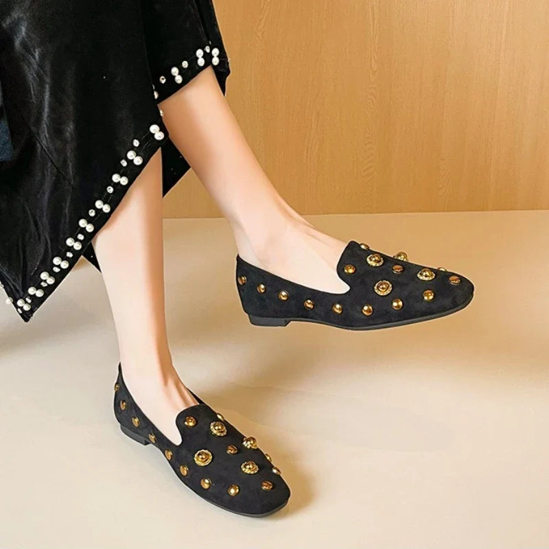 Freya Studded Suede Loafers