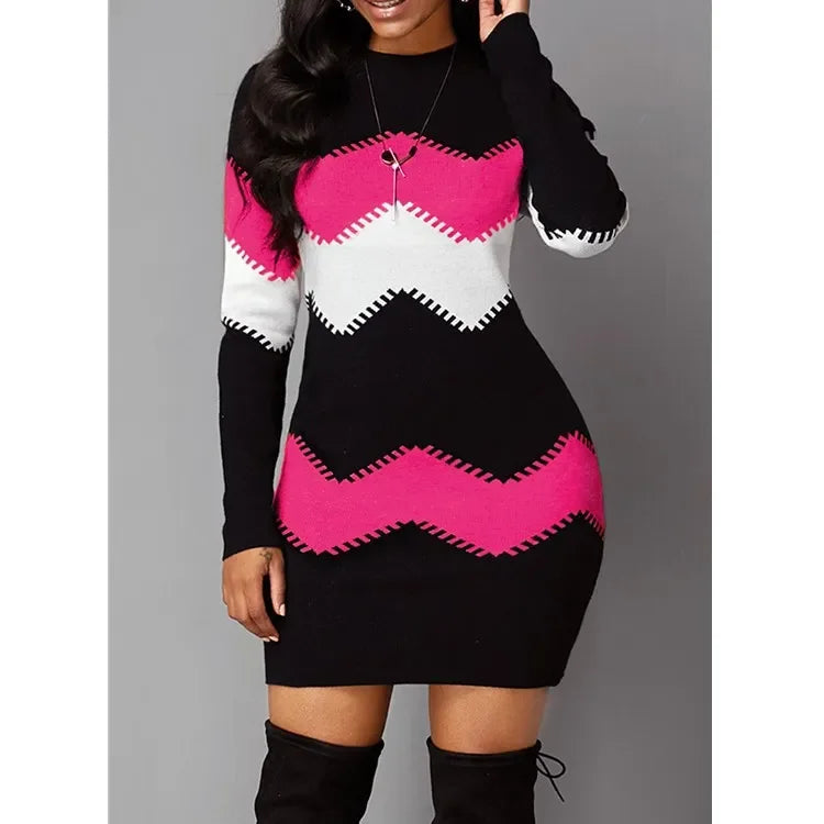 Elenora Chevron Knit Dress
