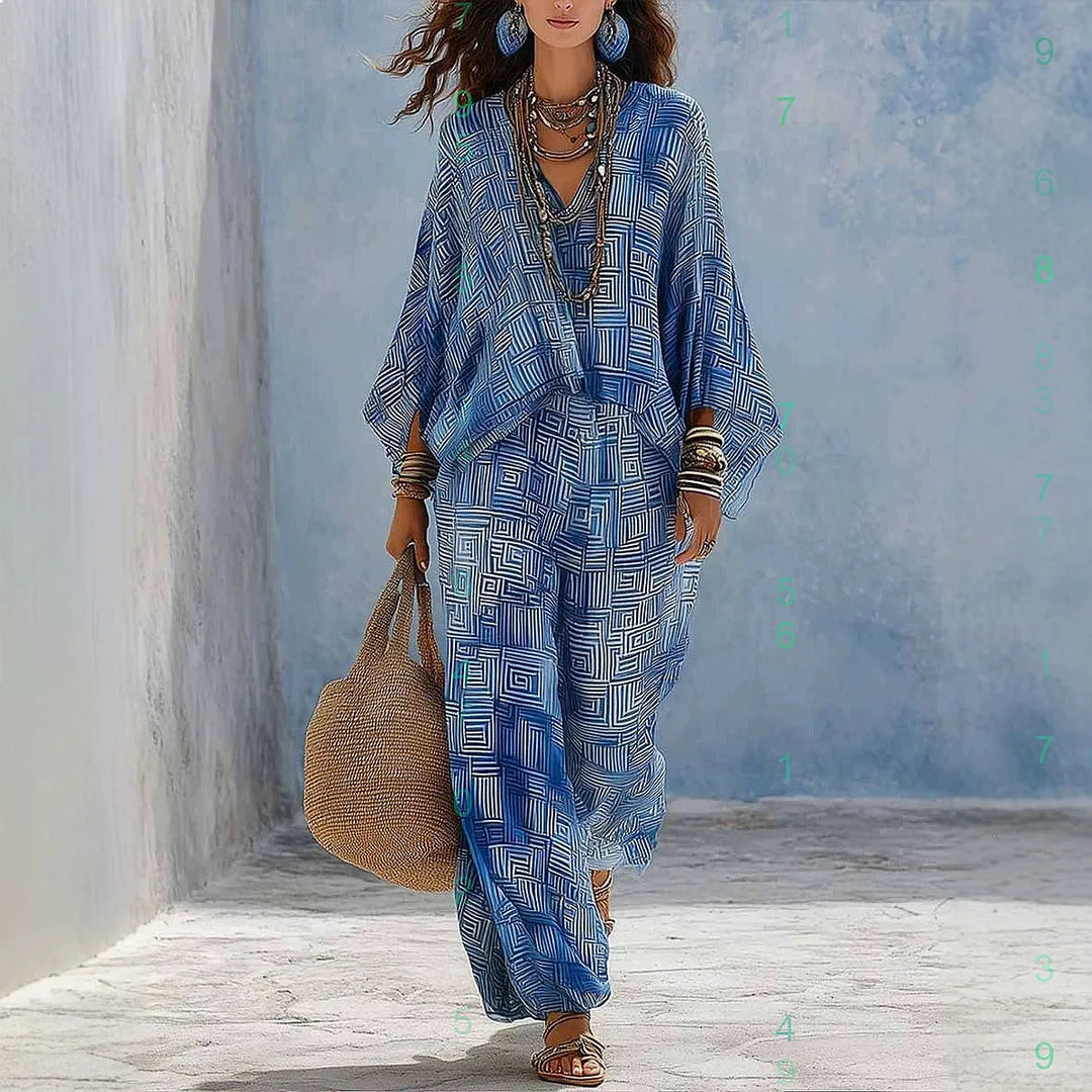 Calista Bohemian Print Two-Piece Outfit Set