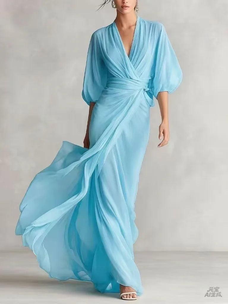Vanessa V Neck Chiffon Dress