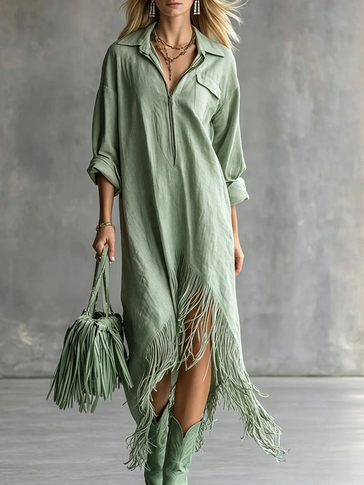 Rachel Fringe Hem Midi Dress