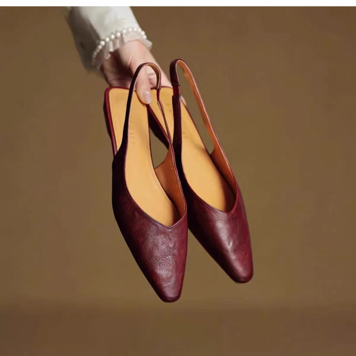 Emilie Genuine Leather Pointed Toe Flats