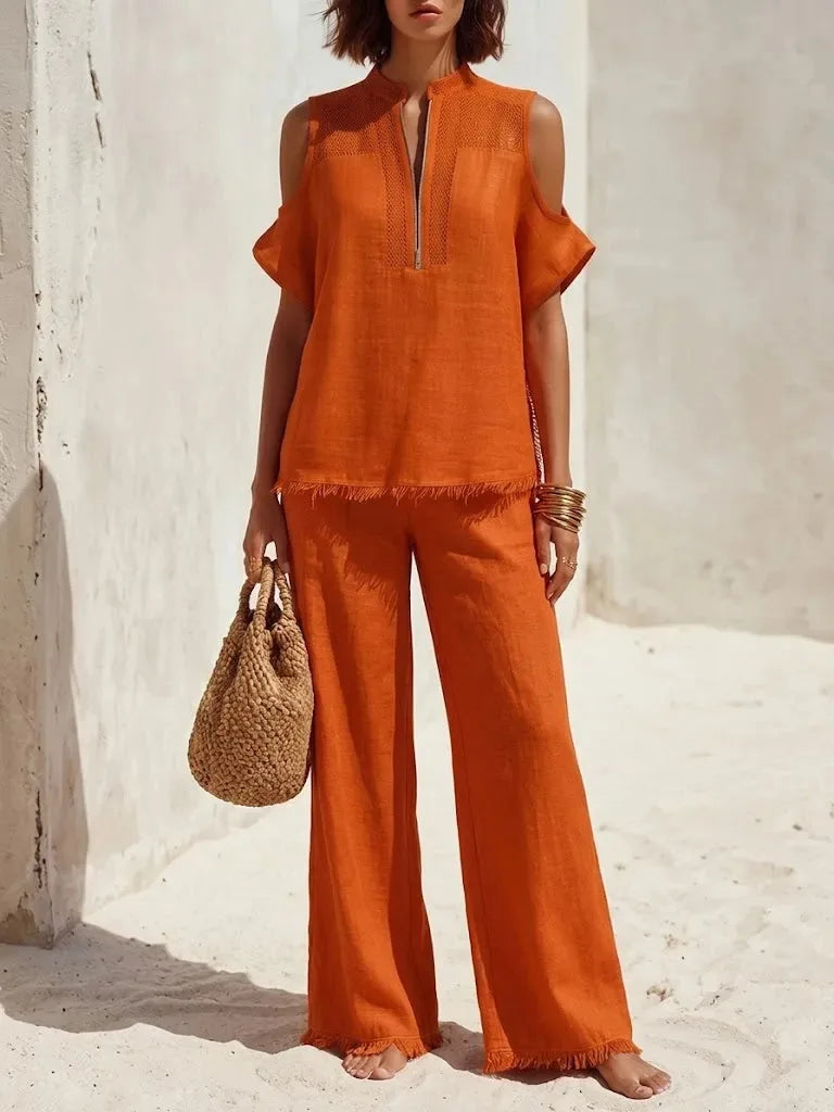Annelise Breathable Wide Leg Two-Piece Set