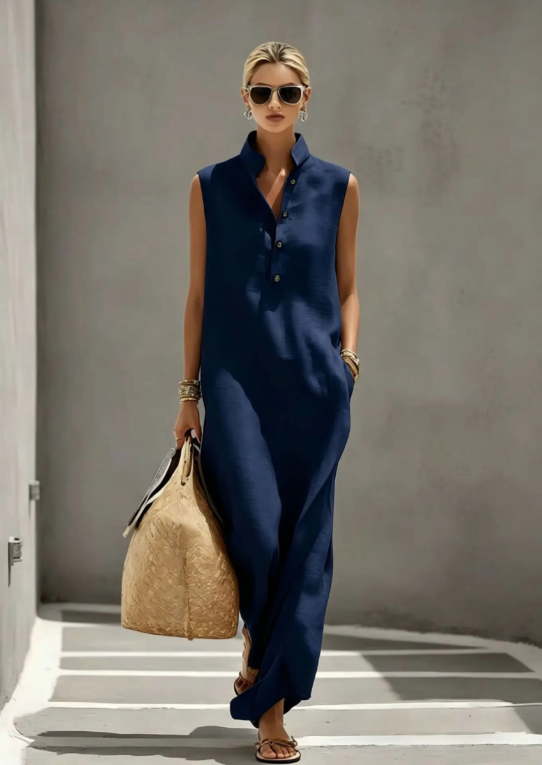 Aviana Elegant Chic Linen Maxi Dress