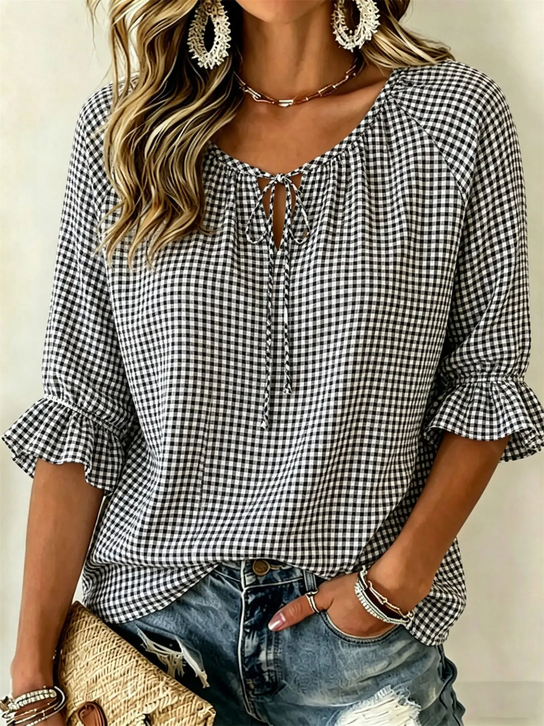 Tia Front Tie Blouse