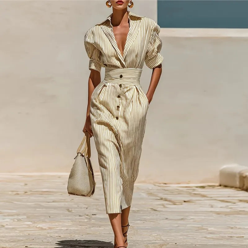 Jenny Striped Shirt Midi Dress