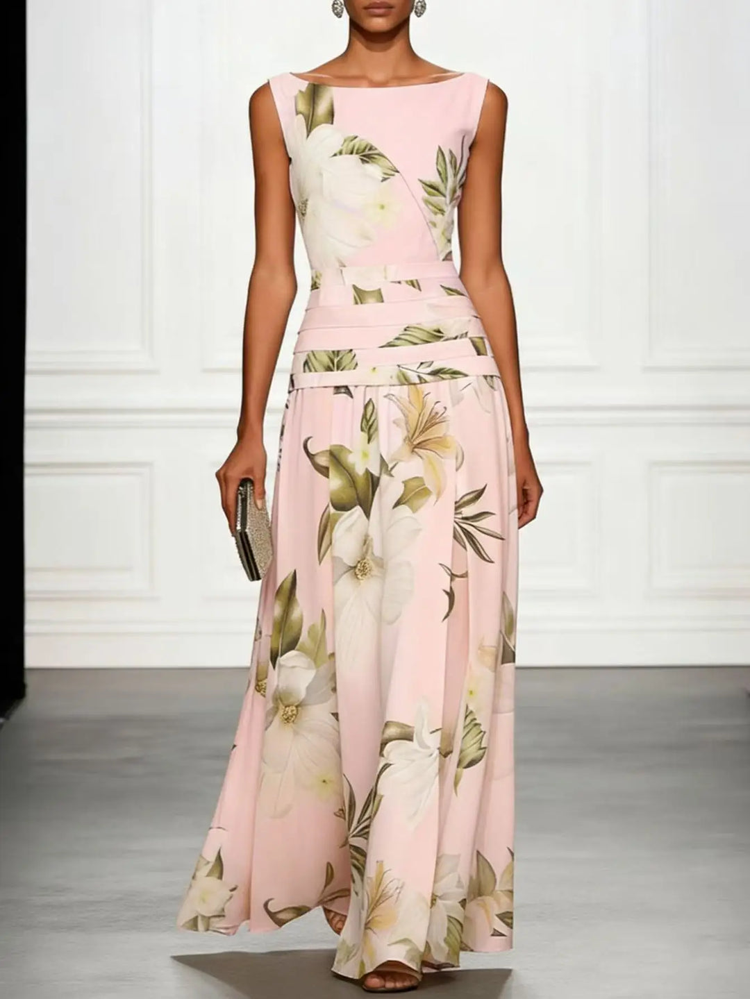 Elenora Floral Belted Maxi Dress