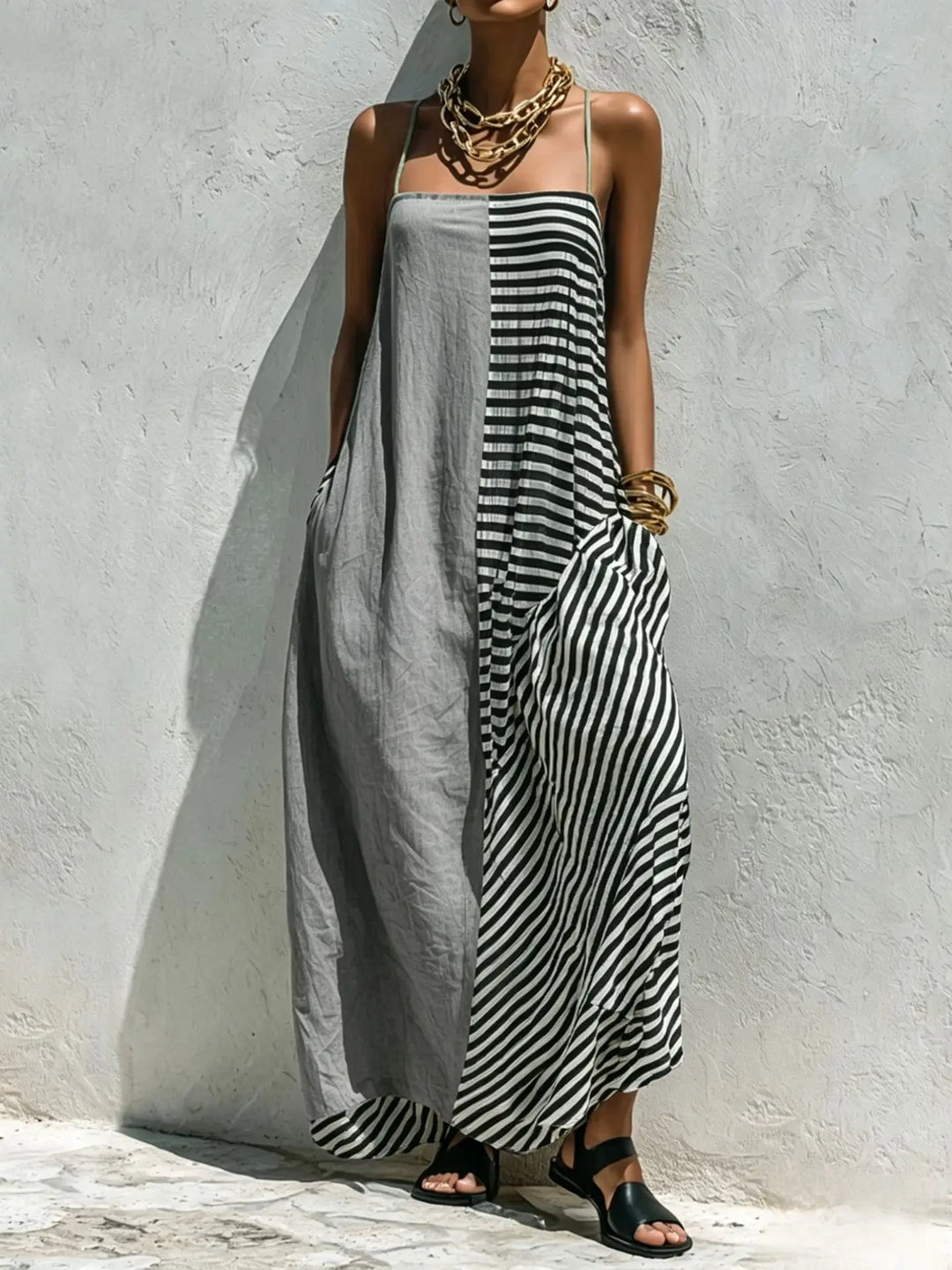 Diane Casual Striped Maxi Dress