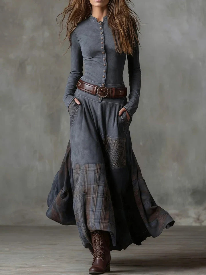 Ellie Vintage Plaid Maxi Dress